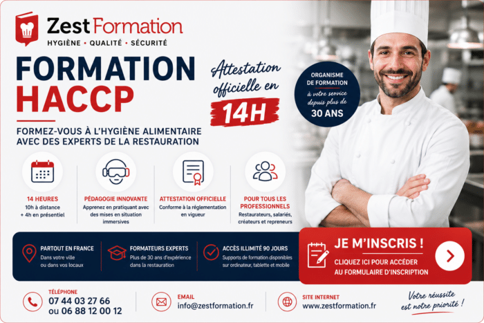 Inscription à la formation HACCP ZESTFORMATION partout en France