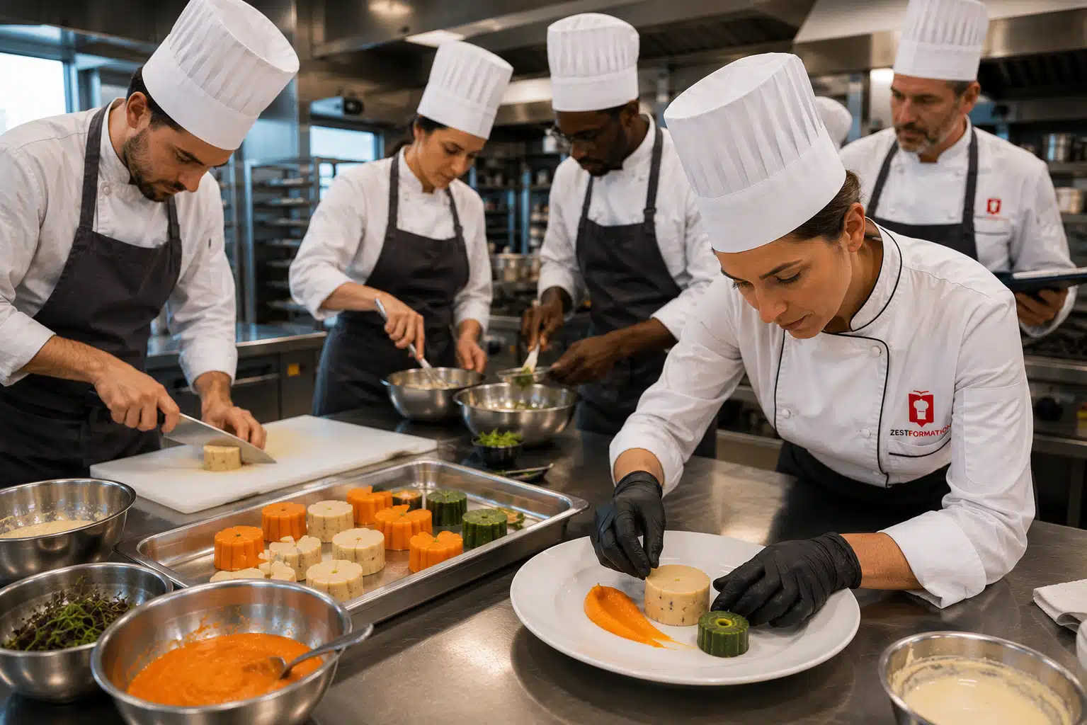 Formation pratique aux textures modifiées avec des cuisiniers en atelier professionnel