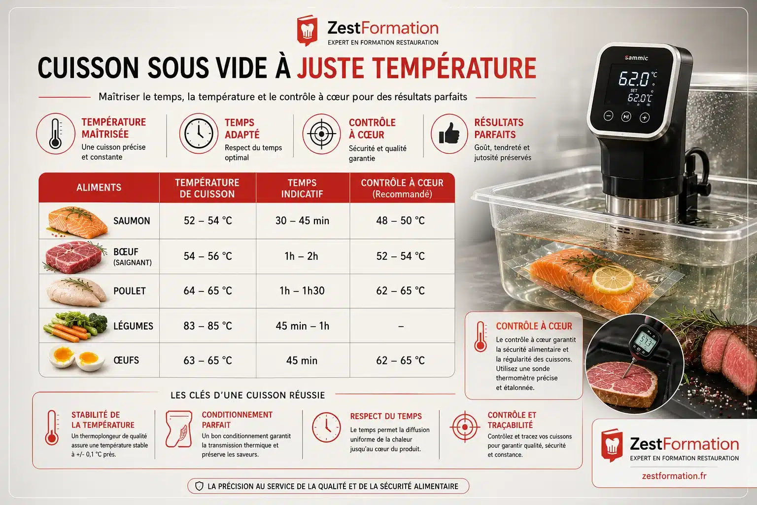 Temps et températures de cuisson sous vide à juste température – ZESTFORMATION