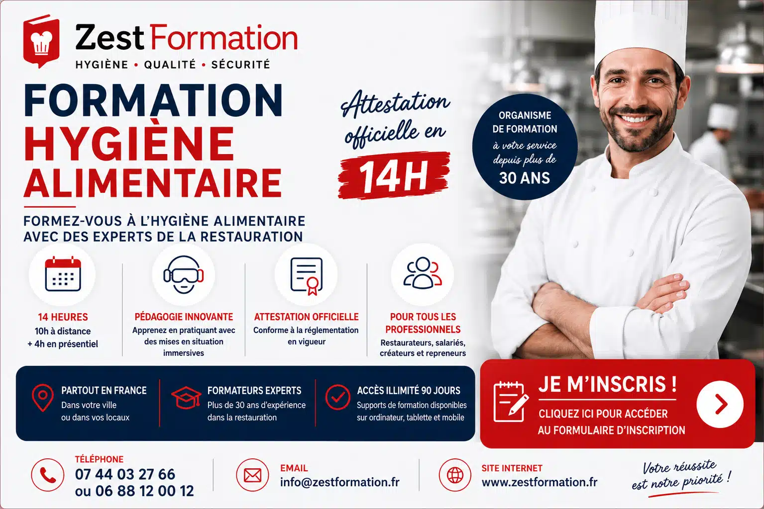 Inscription à la formation Hygiène Alimentaire ZESTFORMATION partout en France