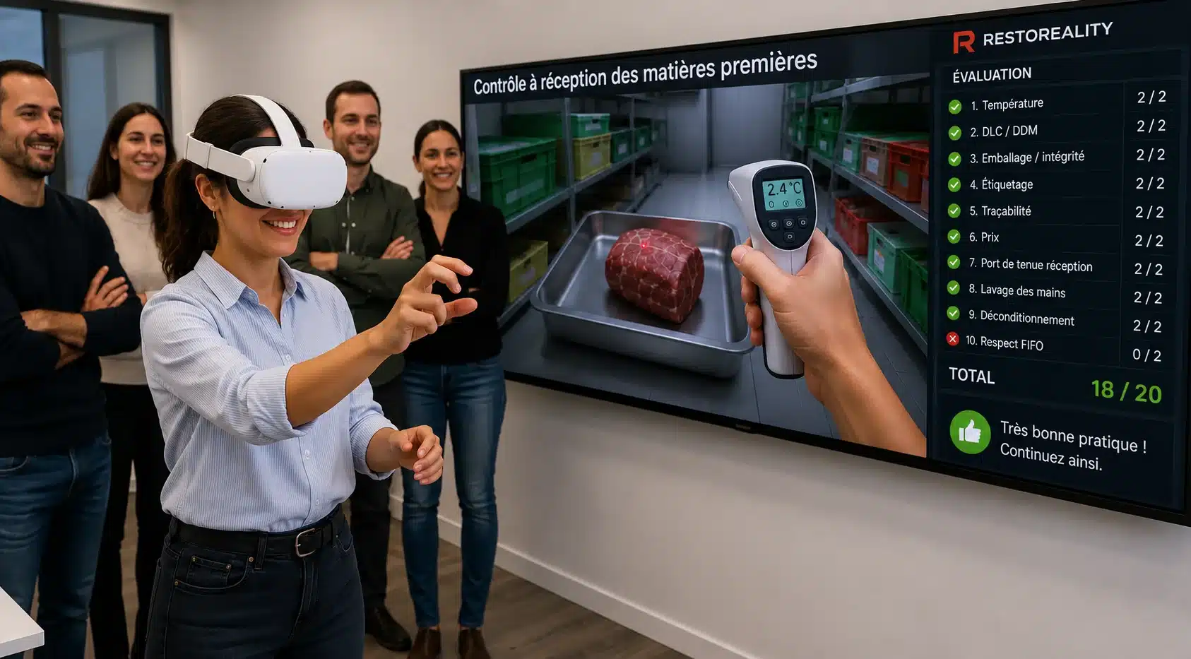 Formation Hygiène Alimentaire avec contrôle à réception des matières premières et évaluation en réalité virtuelle RESTOREALITY