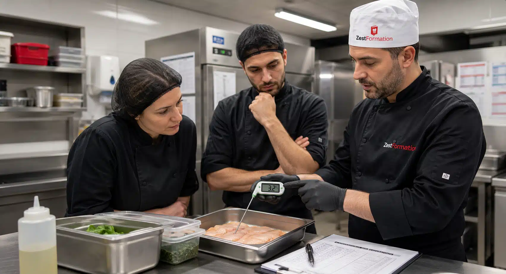 Formateur ZESTFORMATION réalisant un contrôle de température lors d'une formation Rappel HACCP