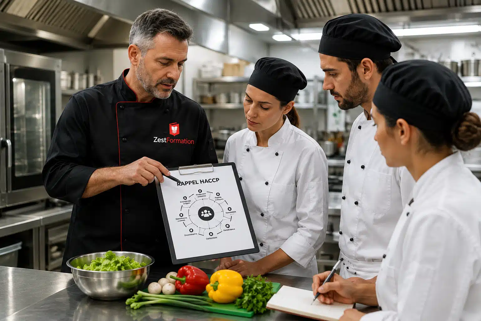 Formateur ZESTFORMATION animant une formation Rappel HACCP en cuisine professionnelle