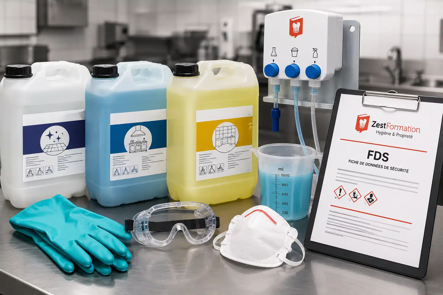 Produits de nettoyage, dosage et équipements de protection en restauration