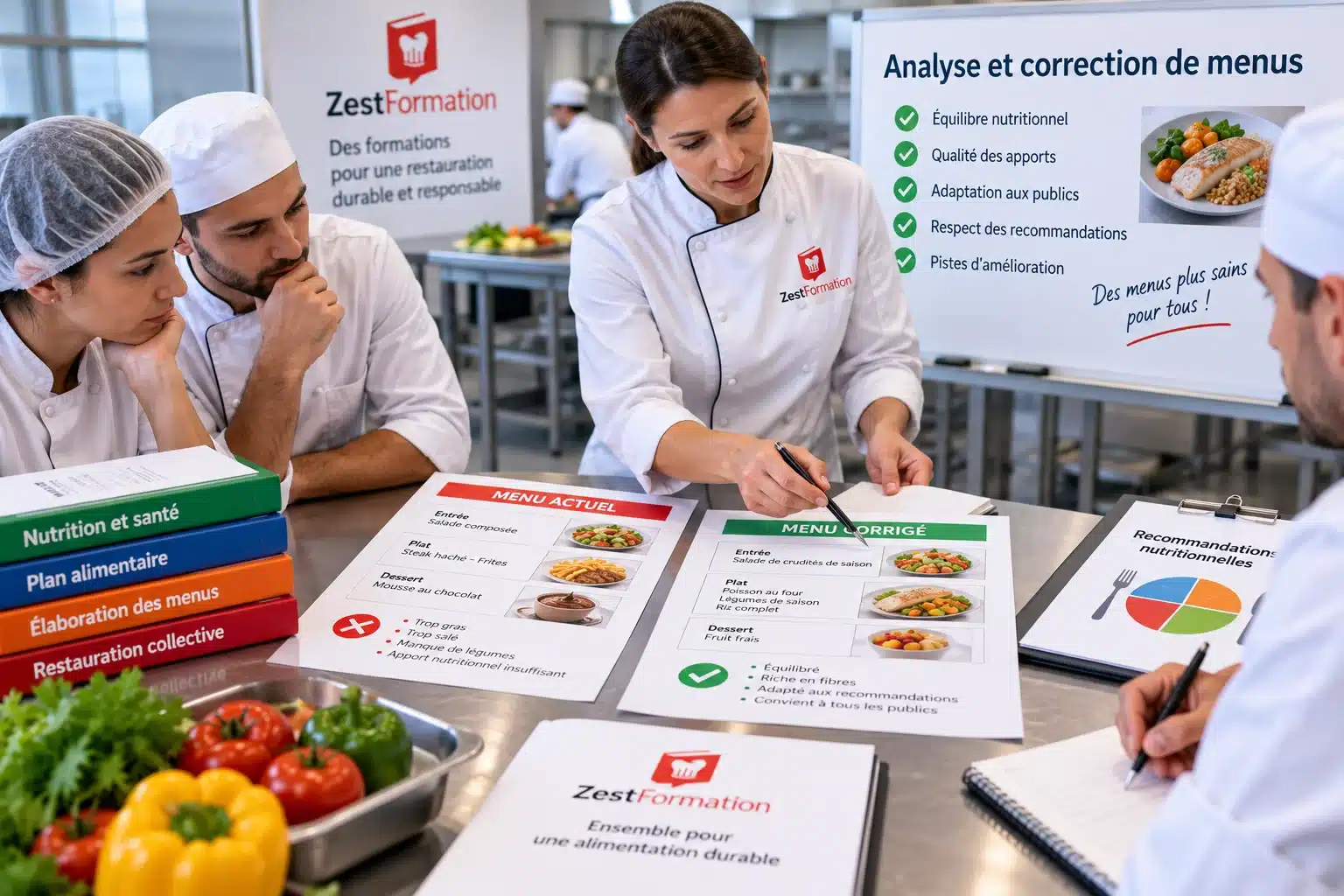 Analyse et correction de menus en restauration collective lors d’une formation diététique