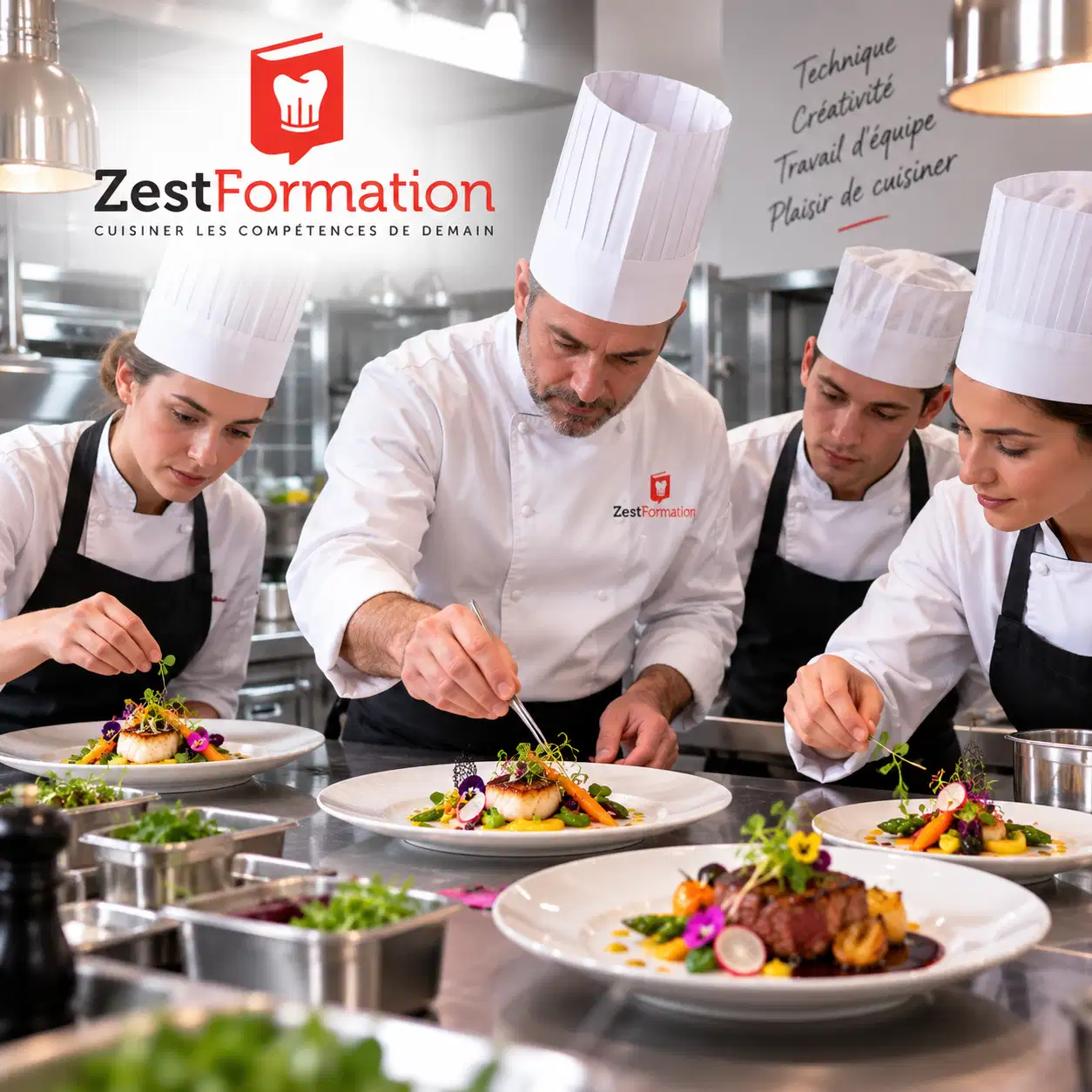 Atelier pratique de dressage d’assiettes avec une équipe de cuisine