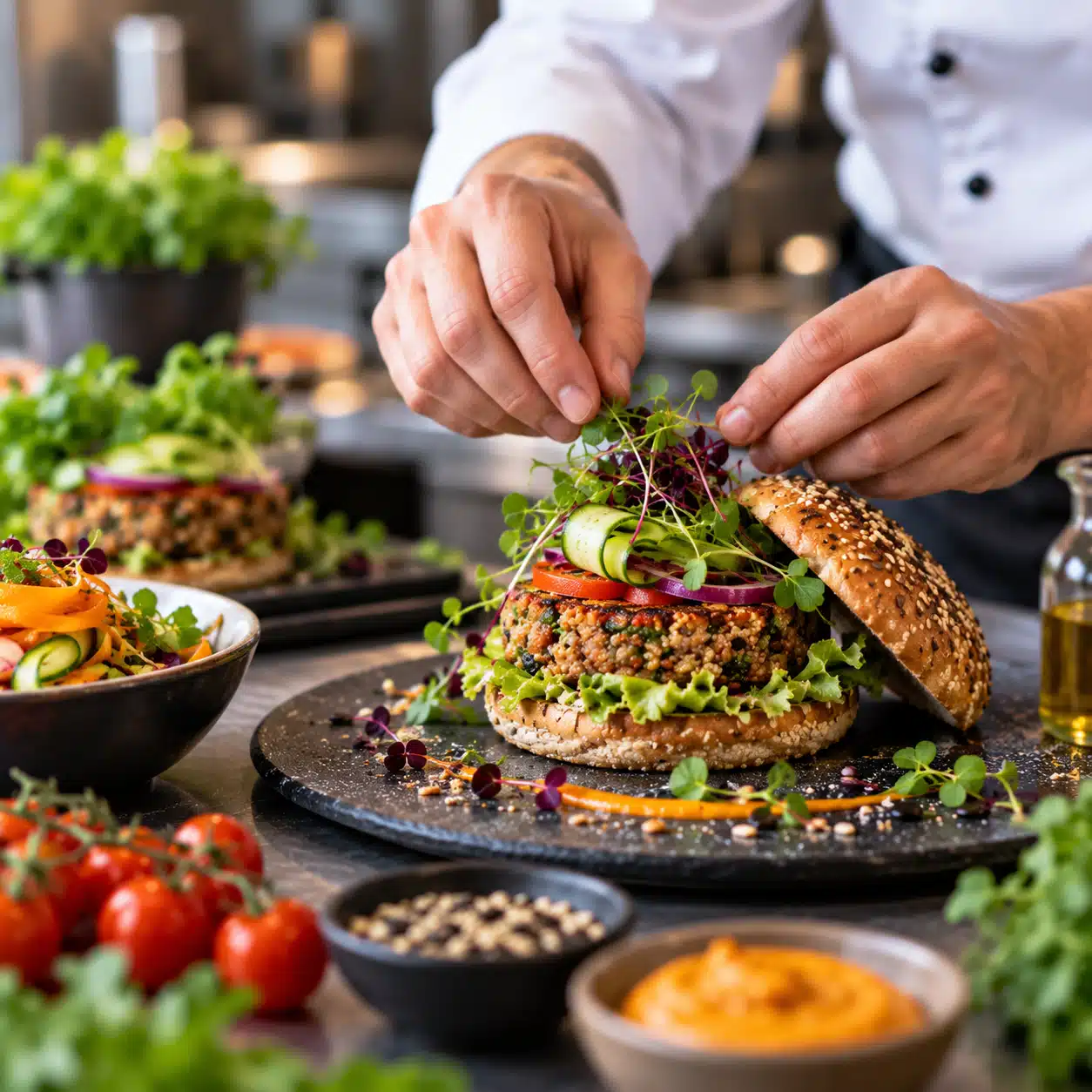 Burger végétarien gastronomique – formation cuisine végétarienne restaurant