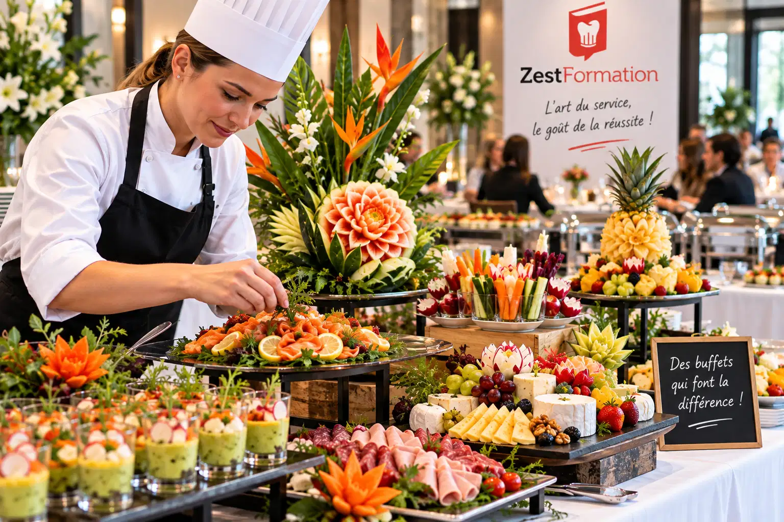 Décoration, taillages et mise en valeur d’un buffet professionnel