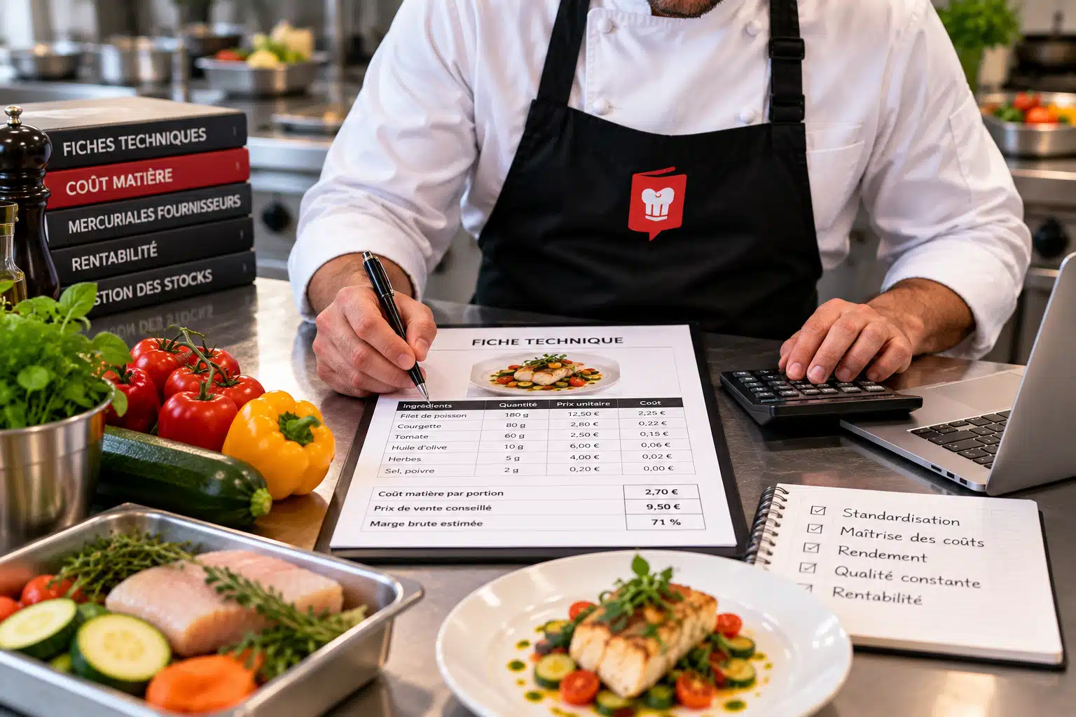 Fiche technique restauration et calcul du coût matière