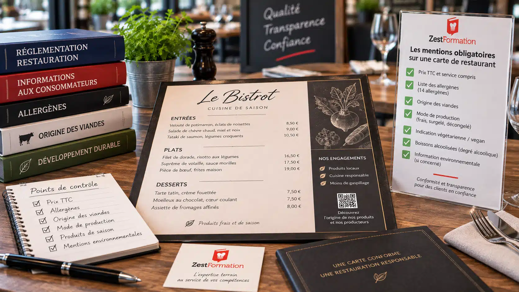 Formation carte restaurant : contrôle des mentions obligatoires et réglementation