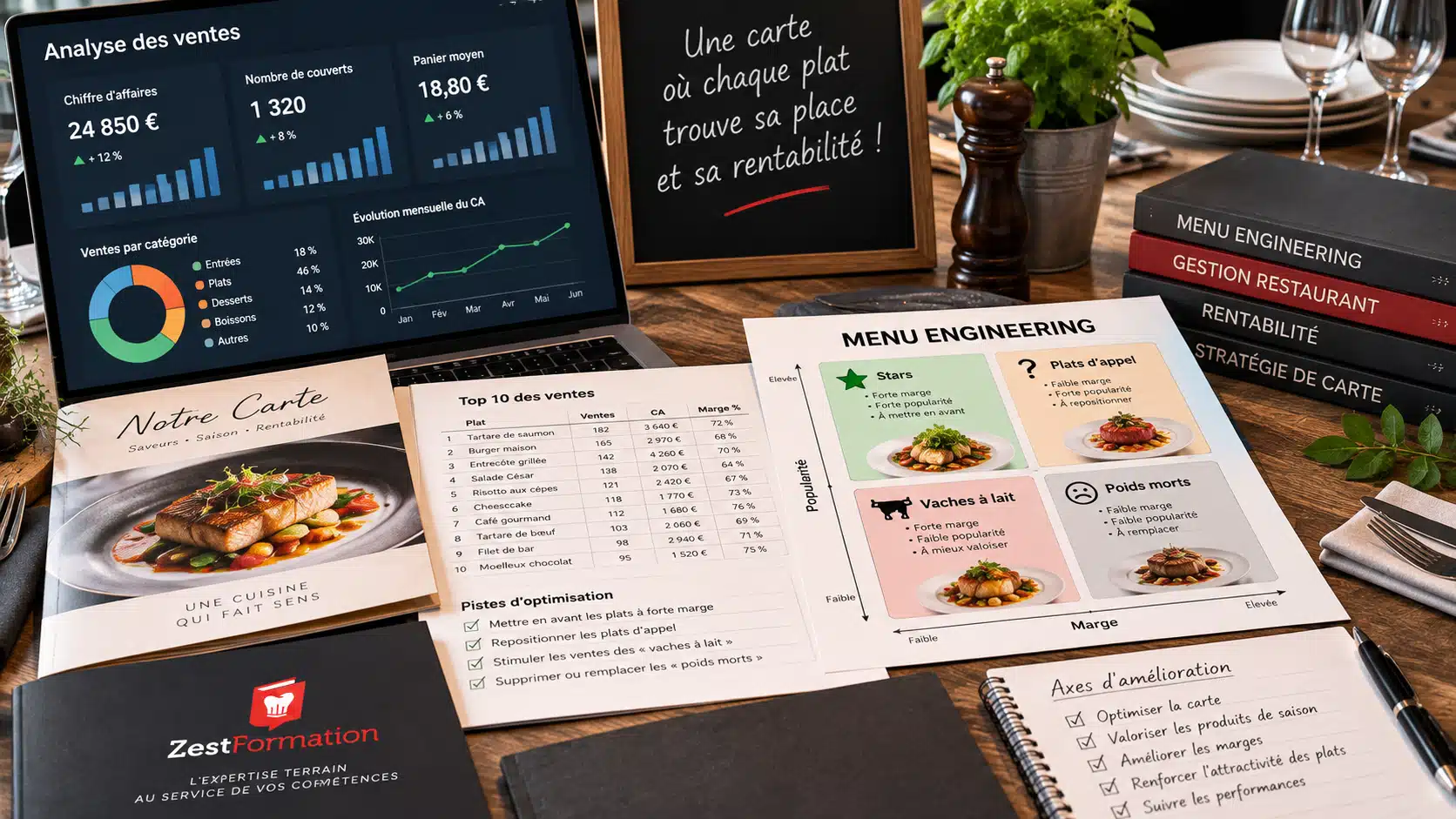 Formation carte restaurant : analyse des ventes et menu engineering