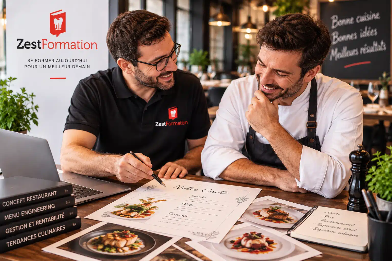 Formation carte restaurant avec formateur ZESTFORMATION et restaurateur