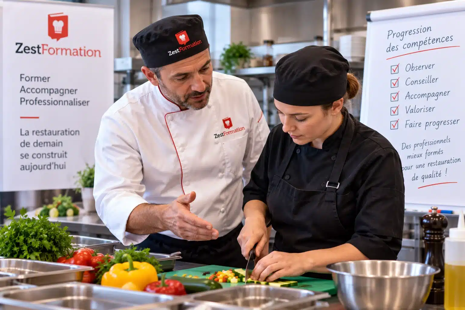 Formateur ZESTFORMATION accompagnant un professionnel lors d’une formation de formateur HACCP