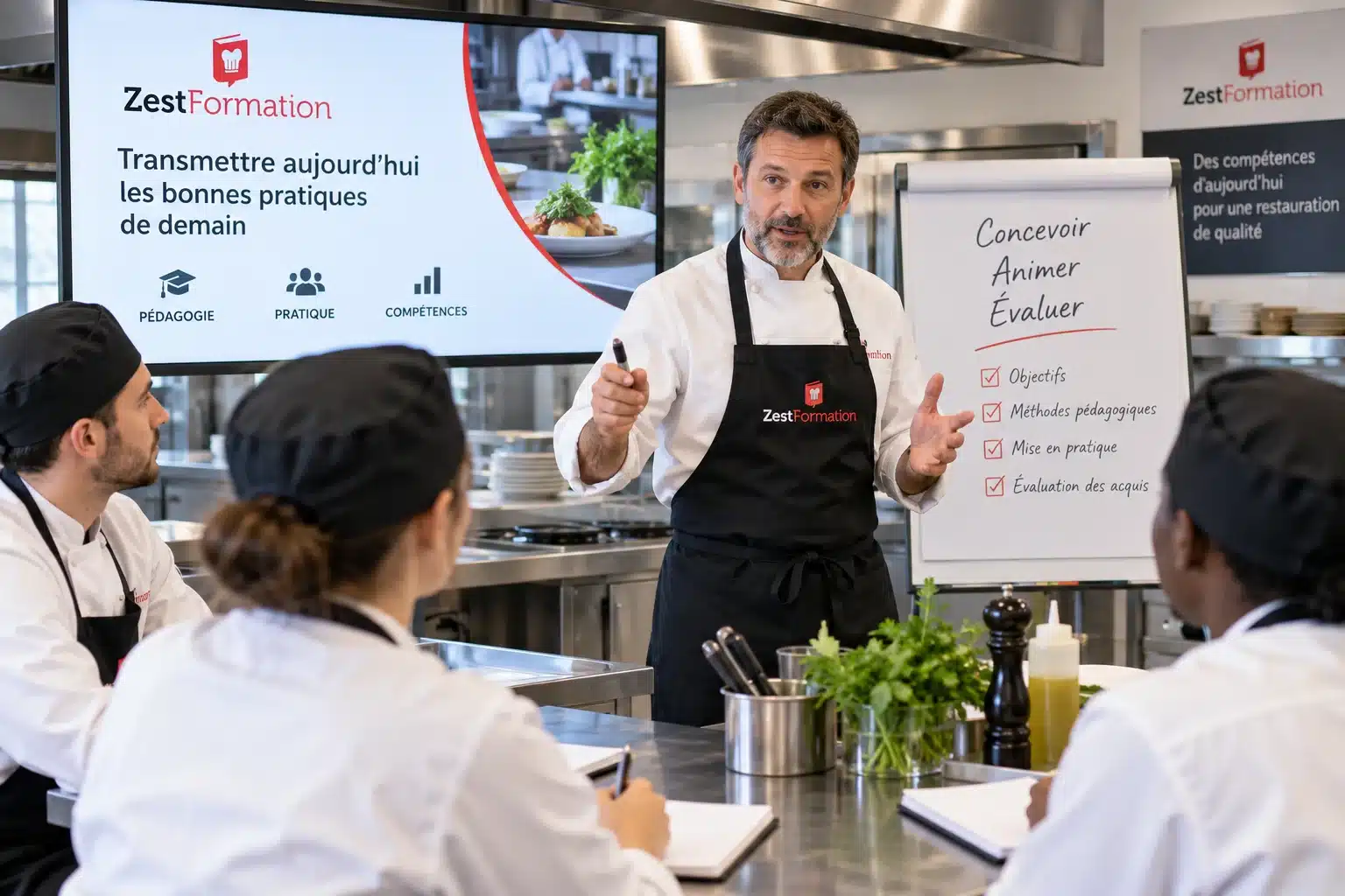 Formation de formateur HACCP avec formateur ZESTFORMATION animant une séquence en restauration