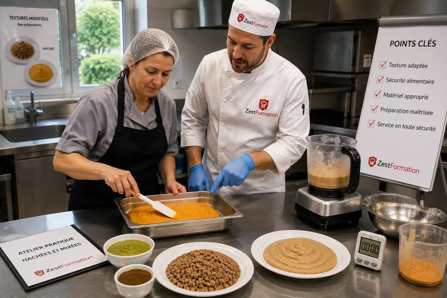Atelier pratique de préparation de repas hachés et mixés
