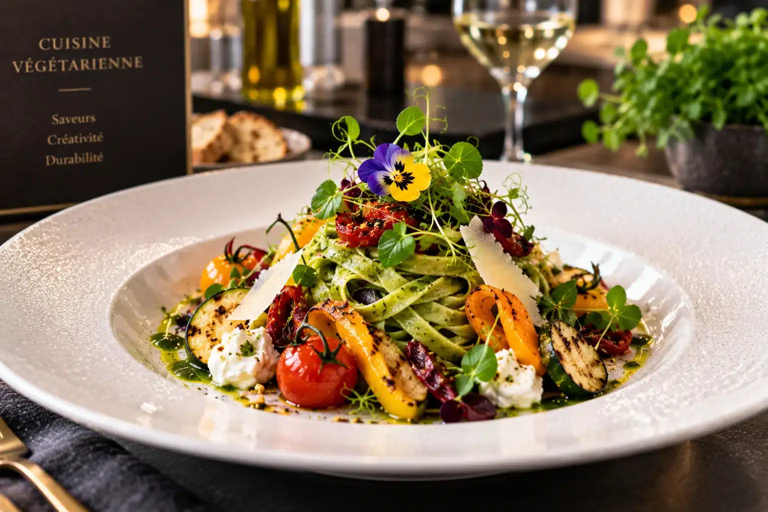 Pâtes végétariennes gastronomiques – formation cuisine végétarienne restaurant