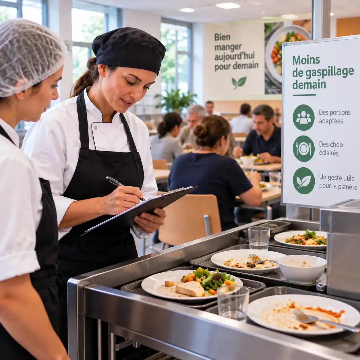 Sensibilisation des convives et observation des retours de plateaux en restauration collective