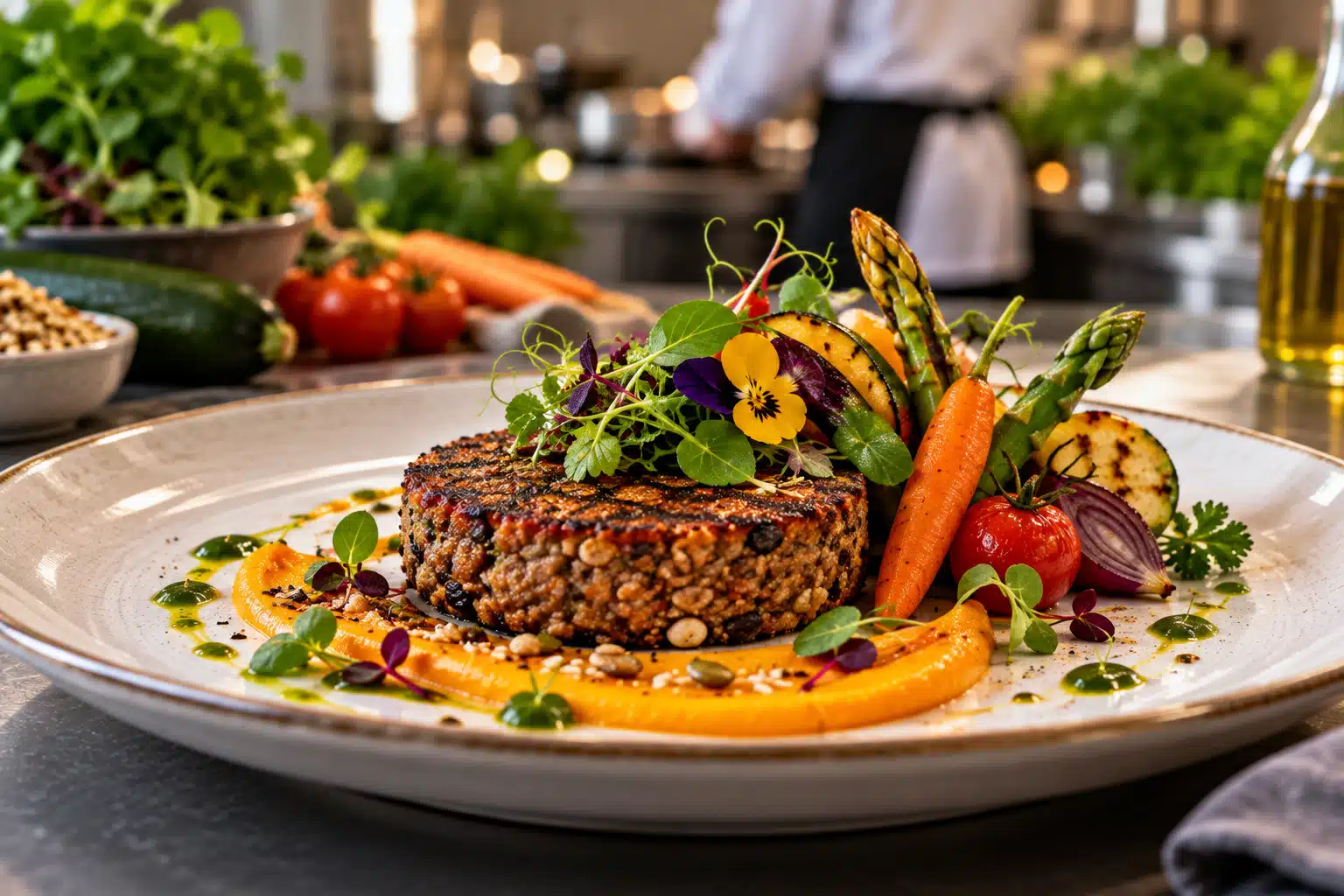 Steak végétal gastronomique – formation cuisine végétarienne restaurant